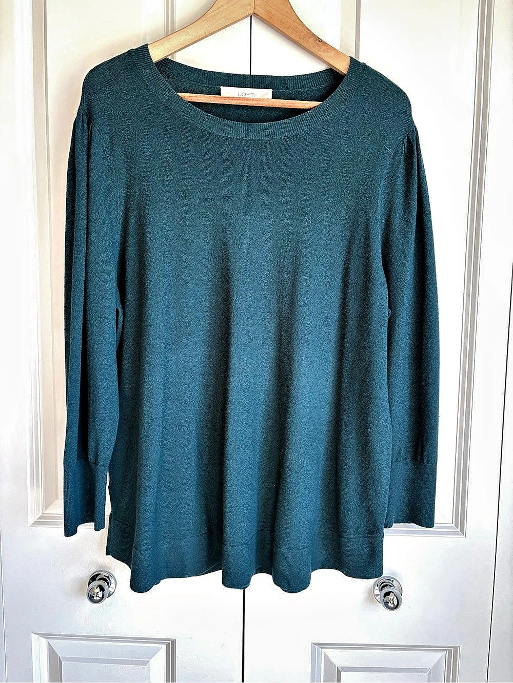 LOFT Teal Blue Long Sleeve Sweater XL Viscose Nylon Pullover Soft Knit